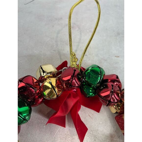 Christmas Jingle Bell Wreath Multicolor Holiday Door Decoration - Picture 8 of 15